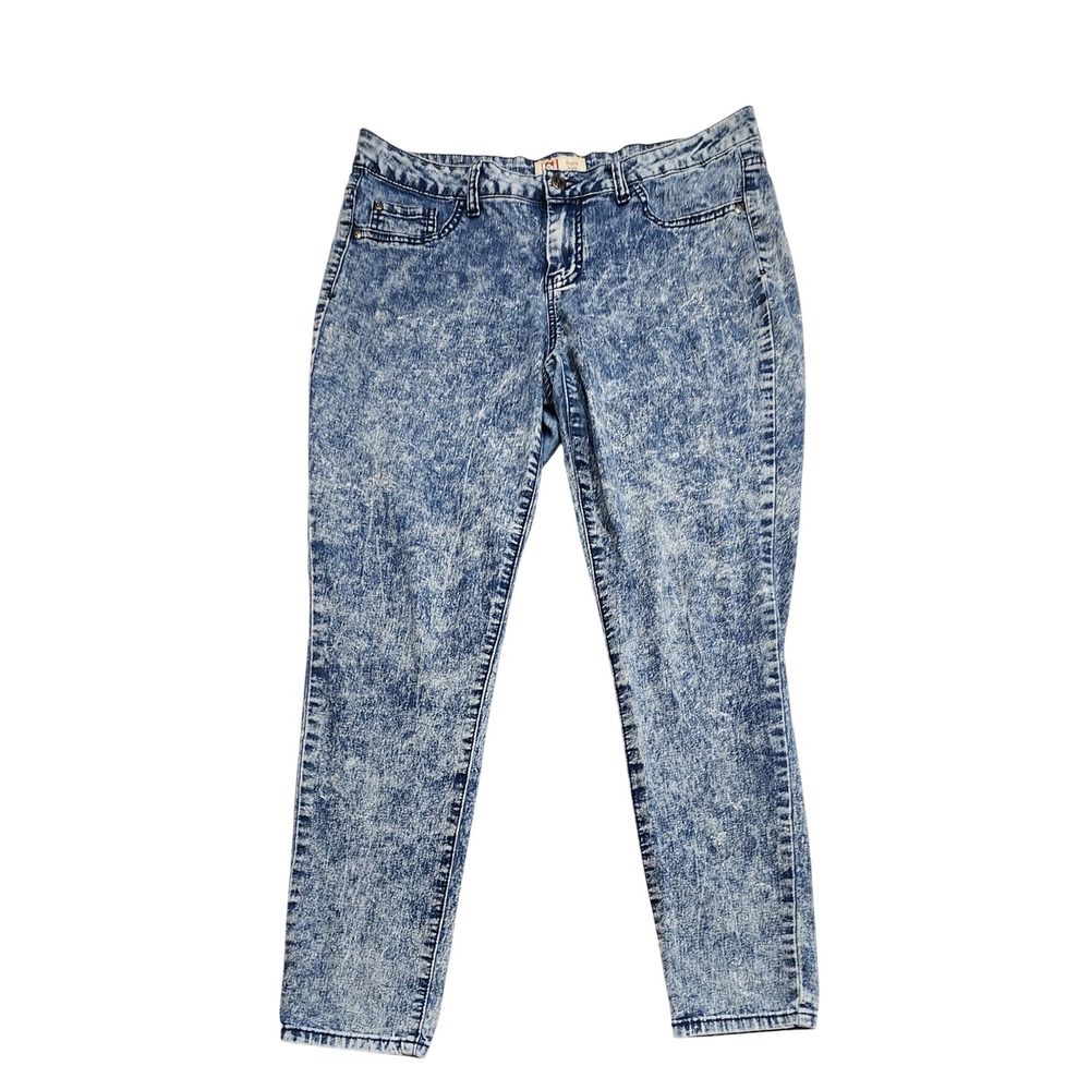 LEI Emma Jegging Acid Wash Skinny Jeans Blue Y2K Streetwear Womens 15 Regular